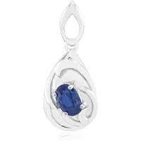 Cavill - Zilveren Hanger met Nepal Kyaniet 0,54 ct - 925 Sterling Zilver met Palladium - Elegante Blauwe Ovale Edelsteen - Hangers Dames