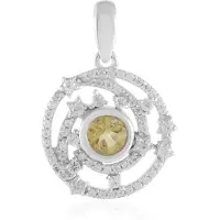 Cavill - Zilveren hanger met gele beril 0,456 ct en 925 Sterling zilver platen - modern spiraal met 60 zirkonia's - 0,989 ct