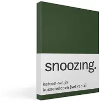 Snoozing katoen-satijn kussenslopen (set van 2) - Satijn-katoen - 50x70 cm - Donker Groen