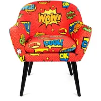 Excelsa Italiaans Design Pop Fauteuil – Living | Polyester & Hout, Multicolor Design 70 x 83 cm