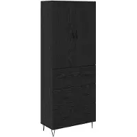 vidaXL Highboard 2 st Zwart Eiken 69,5 x 34 x 180 cm Bewerkt hout