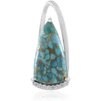 Cavill - Zilveren Hanger 925 Sterling Zilver Geplatineerd - 8 9 ct Blauwe Mohave Koper Turkoois - 8 Tanzania Zirkonia - Elegant