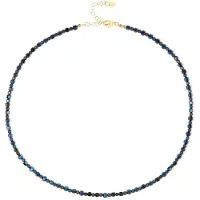 Cavill - Verstelbare Zilveren Halsketting - 925 Sterling Zilver - Royal Blue & Zilver Hematiet 60,85 ct - Elegante Kralenketting