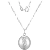 Cavill - Zilveren Halsketting 925 Sterling Zilver met 15 Fonkelende Zirkoon 0,058 ct - Ovale Filigraan Hanger - Elegant Tijdloos Sieraad