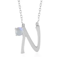 Cavill - Zilveren Halsketting 925 Sterling zilver geplatineerd - Regenboog Maansteen 0,40 ct Rond slijpsel - Verstelbaar Modern Minimalistisch Sieraad