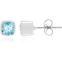 Cavill - Zilveren Oorbellen - 925 Sterling Zilver Geplatineerd - 2 Ratanakiri Zirkonen 2,009 ct Antiek Kussen - Helderblauw Elegant - 6 mm