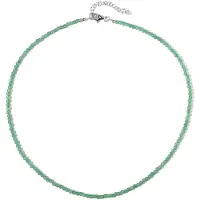 Cavill - Zilveren Halsketting 925 Sterling Zilver - Groene Aventurijn 24 ct - Ronde Kralen 3 mm - Verstelbare Elegante Ketting