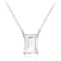 Cavill - Zilveren Halsketting - 925 Sterling Zilver - Witte Nigeriaanse Topaas 1 65 ct - Achthoekige Slijpvorm 45 cm - Elegante Dames Sieraden