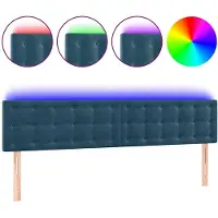 vidaXL Hoofdbord LED 180x5x78/88 cm fluweel donkerblauw