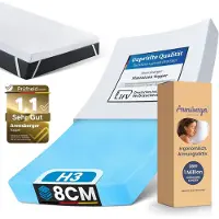 Arensberger Matras Topper Premium, 140cm x 200cm x 8cm, Gelschuim Matras Topper, Wasbare Hoes, geschikt voor Binnenvering & Schuim Matrassen, H2 H3, matrastopper 140 x200 cm