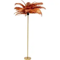 Kare Design vloerlamp Feather Palm, messing / goud, Woon-/ Eetkamer, metaal, Design, vloerlamp