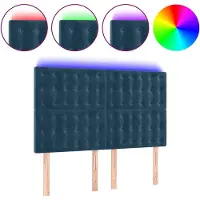 vidaXL Hoofdbord LED 144x5x118/128 cm fluweel donkerblauw