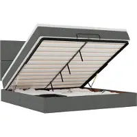 vidaXL Ottoman bed met matrassen en LED's 200x200cm stof donkergrijs