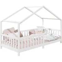 Idimex LISAN-huisbed in 90 x 200 van massief grenenhout - wit