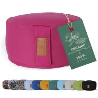 #DoYourYoga - Yoga kussen - »Vishnu« - rond meditatiekussen met bio-organische boekweit schalen vulling - H:15cm, diam.30cm - roze