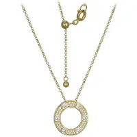 Cavill - Zilveren Halsketting met 0 683 ct Nigeriaanse Zirkonen - 925 Sterling Zilver Verguld - Verstelbare Elegante Ketting Rondgeslepen 17x17 mm