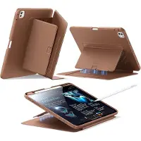 ESR Hoes Geschikt voor iPad Pro 13 (2024 / 2025) - Flip Magnetic Book Case - Beschermhoes met Multi-Angle Standaard - Sleep/Wake - Pen Houder - Bruin