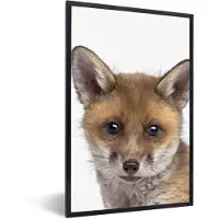 PosterMonkey Poster in fotolijst kinderen - Vosje - Dieren - Welp - Jongens - Meisjes - Kind - Poster vos - Slaapkamer decoratie - Wanddecoratie kinderkamer - 80x120 cm - Schilderij voor kinderen