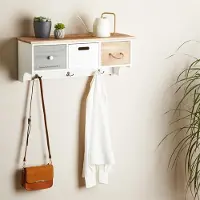 Idimex SALVA wandkapstok met 3 laden en 3 haken in vintage stijl