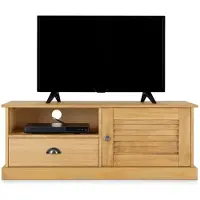 Idimex Lowboard VENETA 105 cm van massief hout met 1 deur en 1 lade – naturel