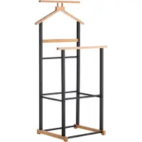 Idimex Herenkapstok KANNA - frame van bamboe in zwart/naturel met gebruiksvoorbeeld van het overhemden- en broekenrek