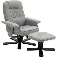 Idimex Relaxfauteuil CHARLY met voetenbankje en stoffen bekleding – grijs/zwart