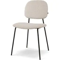 Nolon Jasmijn Eetkamerstoel Bouclé Beige - Stof - Zwarte Poten - Japandi