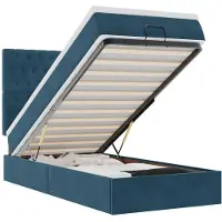 vidaXL Ottoman bed met matrassen en LED's 90x190cm fluweel donkerblauw