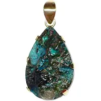 Cavill - Zilveren Hangertje 925 Sterling Zilver Verguld - Gem Silica Druzy 47,4 ct - Peervorm - Bali Barong Stijl - Blauw Groen Glans
