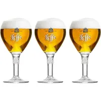 Leffe Bierglas - 33cl (Set van 3 glazen), Glas op voet. Origineel Brouwerij-glas. Nieuw
