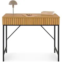 Idimex PALE bureau met 2 laden in wild eiken decor. Bureau van MDF met metalen frame in matzwart & laden met groefdesign, modern ontwerp, PC-bureau met kruisschoren - Hoofdafbeelding