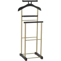 Idimex Herenkapstok MEDINA met kleerhanger, broekhanger & plank, zwart/goud - Stijlvolle kapstok, metaal, grijs, voor slaapkamers en meer