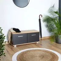 Idimex Bank BILBAO met 2 deuren & 4 vakken in Artisan Oak/Cosmos Grey, belastbaar tot 100 kg Schoenrek met zitting Schoenbank Kapstok Gangmeubilair - hoofdafbeelding