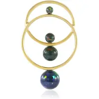 Cavill - Zilveren hanger - 925 Sterling zilver verguld - 3,08 ct Mezezo opaal - Ronde kraal - Blauwgroen kleurenspel - Elegant design