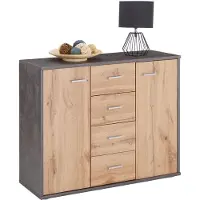 CARO-Möbel Dressoir JAMIE 90 cm - Beton/Wotan-eik