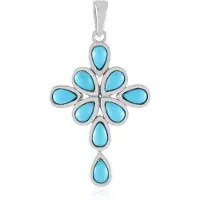Cavill - Zilveren Hanger - 925 Sterling Zilver Platina Verguld - Peervormige Sleeping Beauty Turkoois 1 76 ct - Natuurblauw