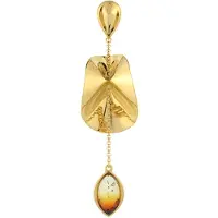 Cavill - Zilveren Hanger - 925 Sterling Zilver Verguld - 1 85 ct Zonsopgang Baltische Barnsteen Marquise Cabochon - Modern Elegant - 83x20 mm