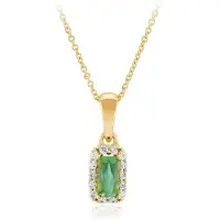 Cavill - Halsketting 925 Sterling Zilver Verguld - Groene Benedito Toermalijn 0,377 ct - 14 Zirkonia Rond 0,228 ct - Elegant Achthoek Radiant Design