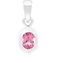 Cavill - Zilveren Hanger - 925 Sterling Zilver Palladium - Braziliaanse Roze Toermalijn 0,27 ct Ovaal Slijpsel - Elegant Design - 14x5 mm