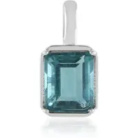 Cavill - Zilveren Hanger 925 Sterling - Petrolkleur Fluoriet 3,933 ct - Geplatineerd - Achthoekig Modern Design - 20x10 mm