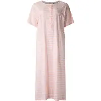 Lunatex - dames nachthemd 5026 korte mouw - nachtjapon van 100% katoen - peach met print - maat L