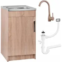 Stamar - Keukenkast 50cm - Spoelbak - Hoge Kraan - Eik Sonoma