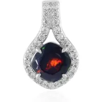 Cavill - Zilveren Hanger - 925 Sterling Zilver Platina Geplateerd - Mezezo Opaal 0.719 ct - 27 Cambodjaanse Zirkonia - Elegant Druppelvormig