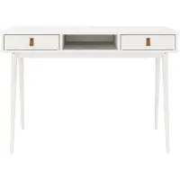 Idimex KIM bureau met 2 massief houten laden, 1 open vak, wit, bureau voor kantoor, bureau voor thuiskantoor - grote afbeelding