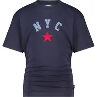 America Today T-shirt donkerblauw Meisjes Stretchkatoen Ronde hals Tekst - maat 134/140