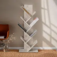 Idimex Vrijstaande boekenkast JULES in betonlook. Vrijstaande boekenkast met 4 planken voor boeken en decoraties gemaakt van hoogwaardig spaanplaat - hoofdafbeelding