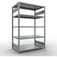 Schulte MULTIplus250 rekken zonder gereedschap, basisrek, 5 legborden, tot 250 kg per legbord, montage zonder gereedschap B 1300 x D 800 x H 2000, zilvergrijs