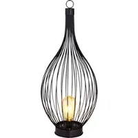 Globo Solarlamp zwart buitenlamp modern terraslamp balkon, tuinlamp kooi design metalen stangen oplaadbare batterij weerbestendig, 1x LED warm wit, DxH 25x57 cm
