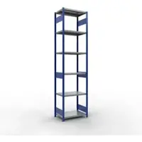Schulte Lagertechnik MULTIplus 250 boutloos rekkensysteem, basisrek, lengte bout, 3000x750x500 mm, 7 legborden, gentiaanblauw/verzinkt