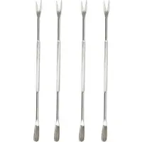 WDMT 4-Delige RVS Schaaldieren Bestekset – Dubbelzijdige Shellfish Scrapers / Krabvorken – Gereedschap voor Kreeft, Oesters, Krab & Garnalen – Zeevruchten Set – Zilver